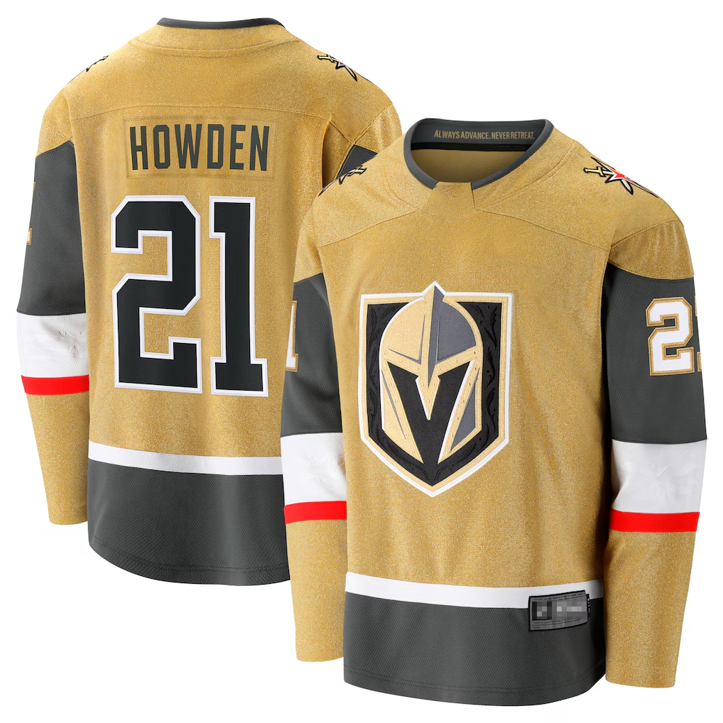 MATTH V.Golden Knights #21 Brett Howden Gold Home Premier Breakaway Player Jerseys