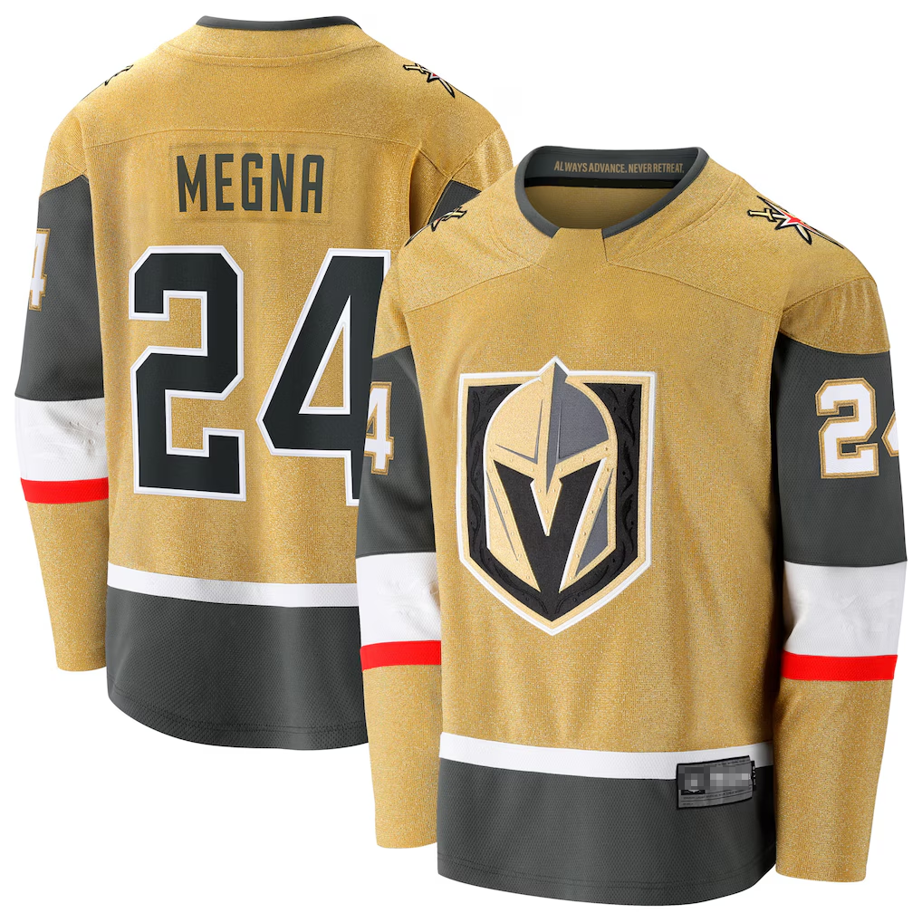 MATTH V.Golden Knights #24 Jaycob Megna Gold Home Breakaway Jerseys