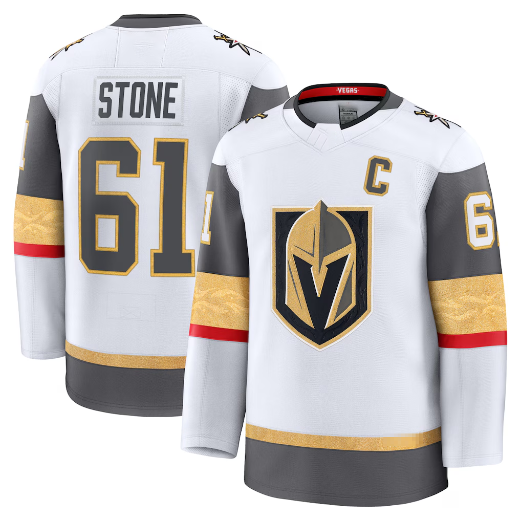 MATTH V.Golden Knights #61 Mark Stone White Away Premium Jerseys