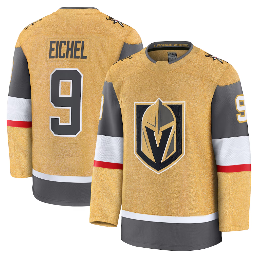MATTH V.Golden Knights #9 Jack Eichel Gold Home Premium Jerseys