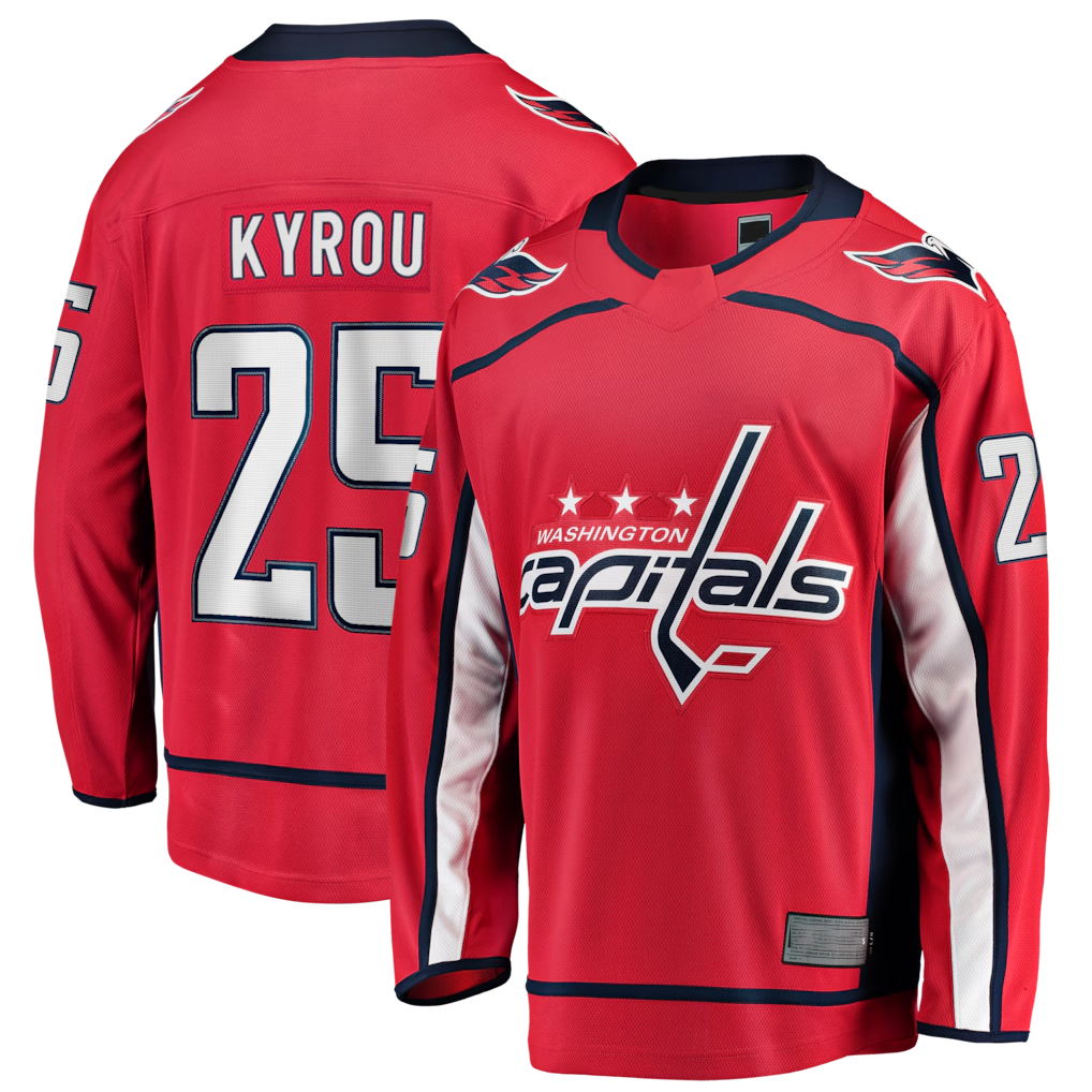 MATTH W.Capitals #25 Jordan Kyrou Red Home Breakaway Jerseys