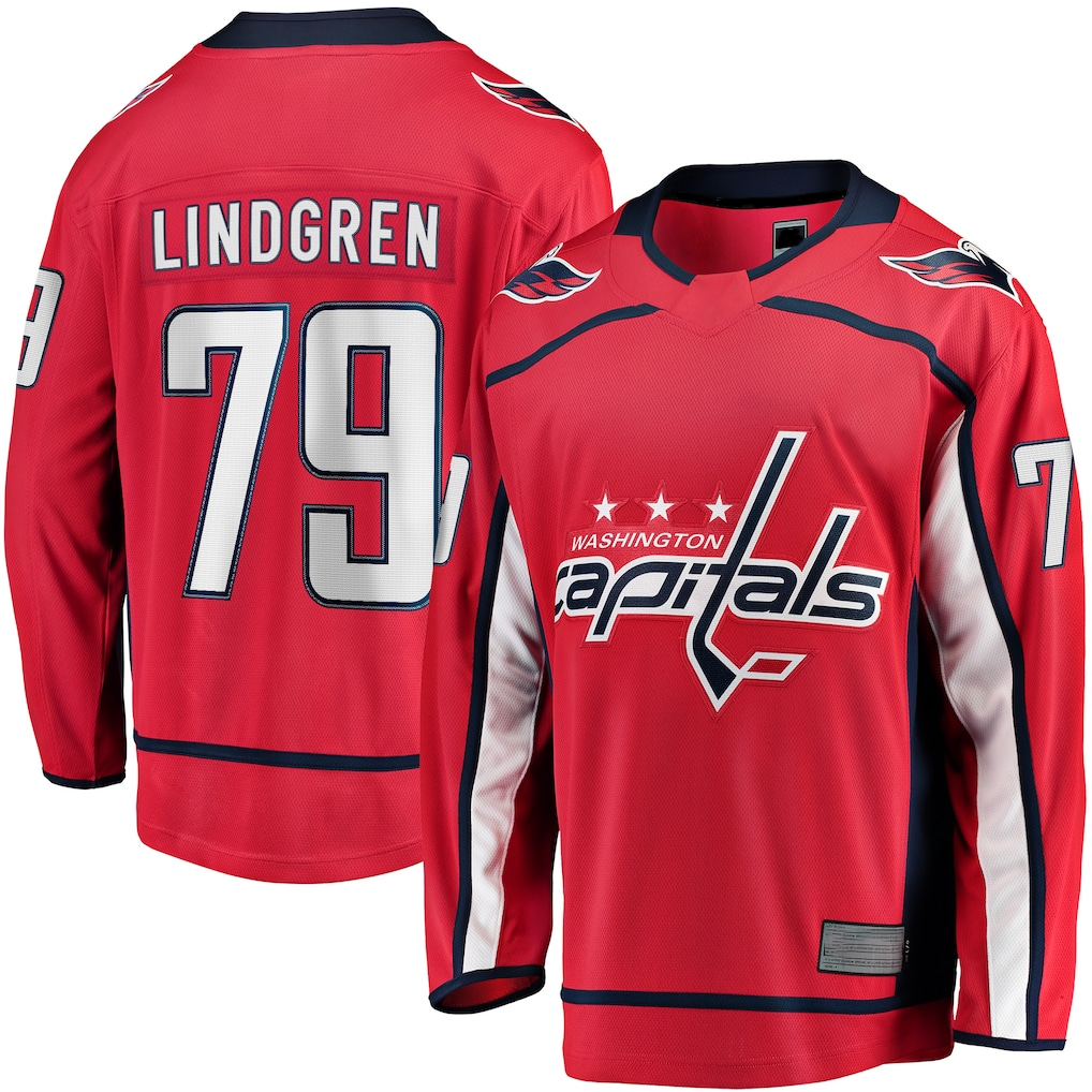 MATTH W.Capitals #79 Charlie Lindgren Red Home Breakaway Player Jerseys