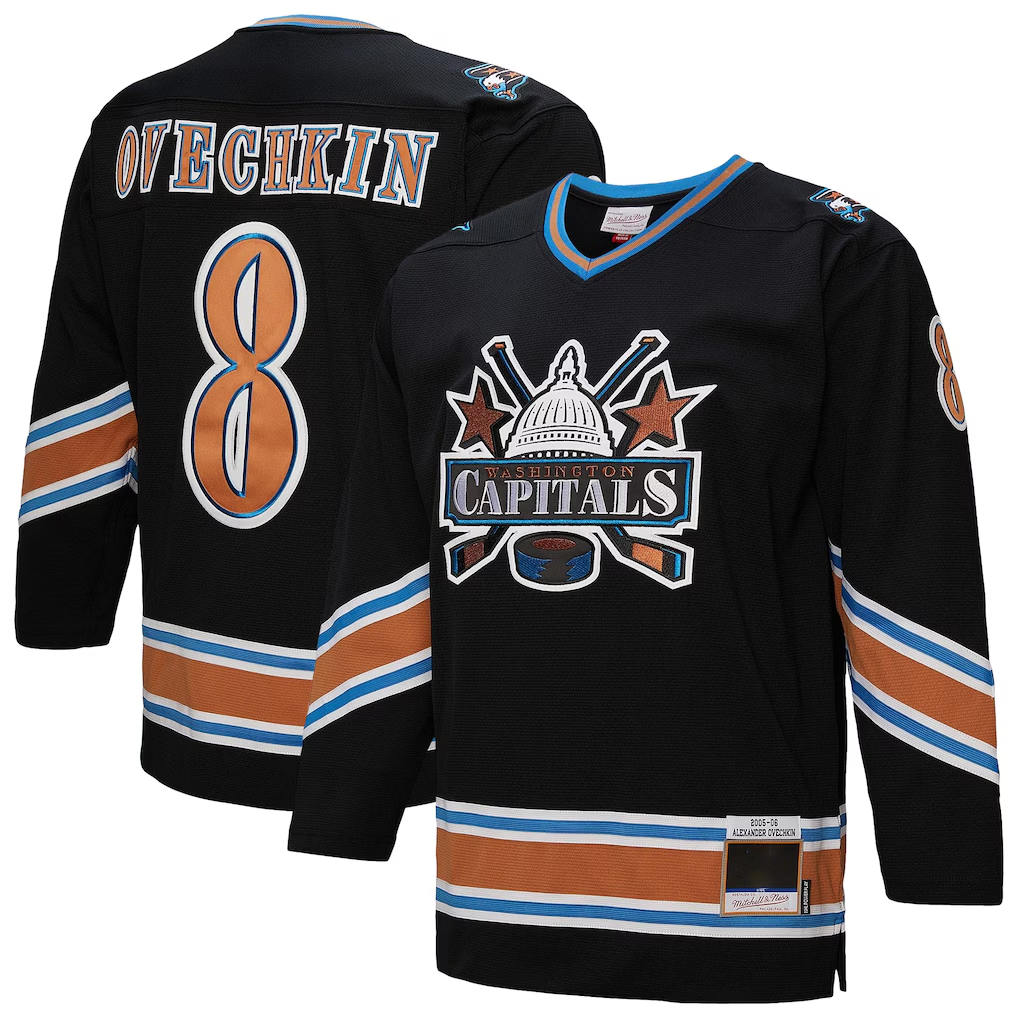 MATTH W.Capitals #8 Alexander Ovechkin Mitchell & Ness Black 2005-06 Power Play Jerseys