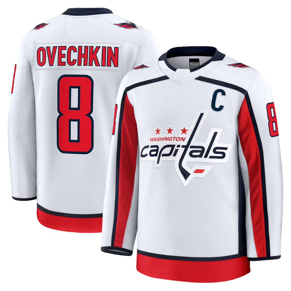 MATTH W.Capitals #8 Alexander Ovechkin White Away Premium Jerseys