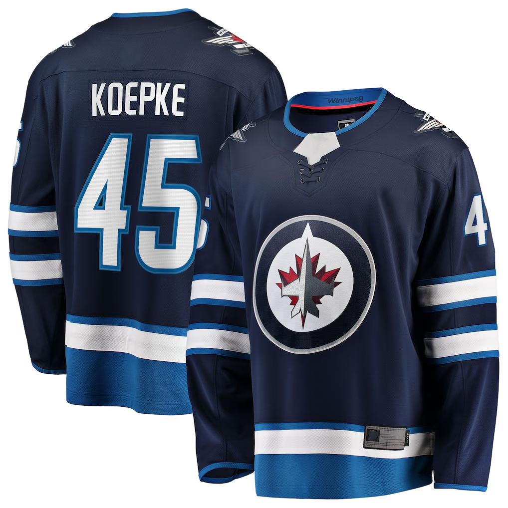 MATTH W.Jets #45 Cole Koepke Navy Home Breakaway Jerseys
