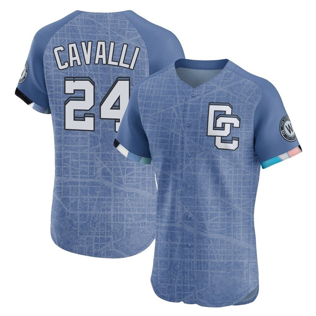 MATTH W.Nationals #24 Cade Cavalli Player Blue City Connect Elite Limited Stitched Jerseys