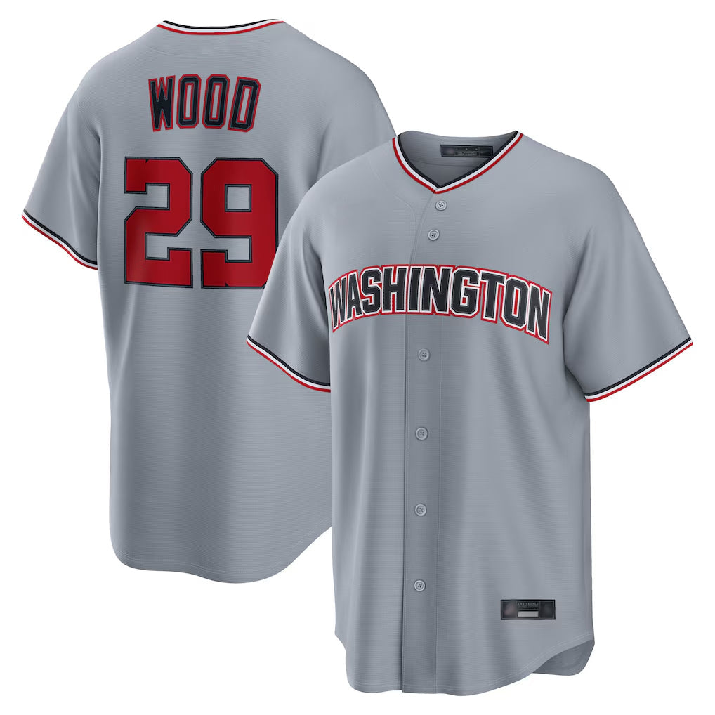 MATTH W.Nationals #29 James Wood Player Gray Road Replica Stitched Jerseys