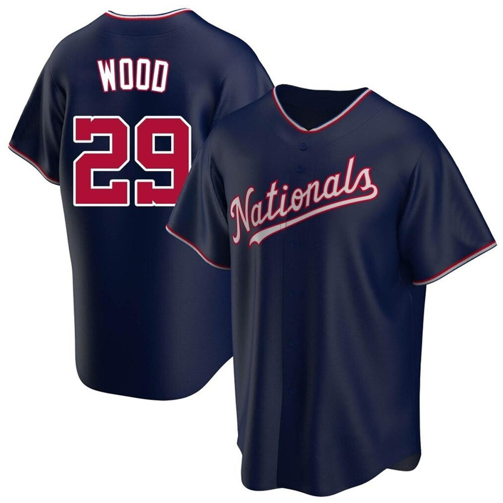 MATTH W.Nationals #29 James Wood Player Navy Blue Replica Game Stitched Jerseys