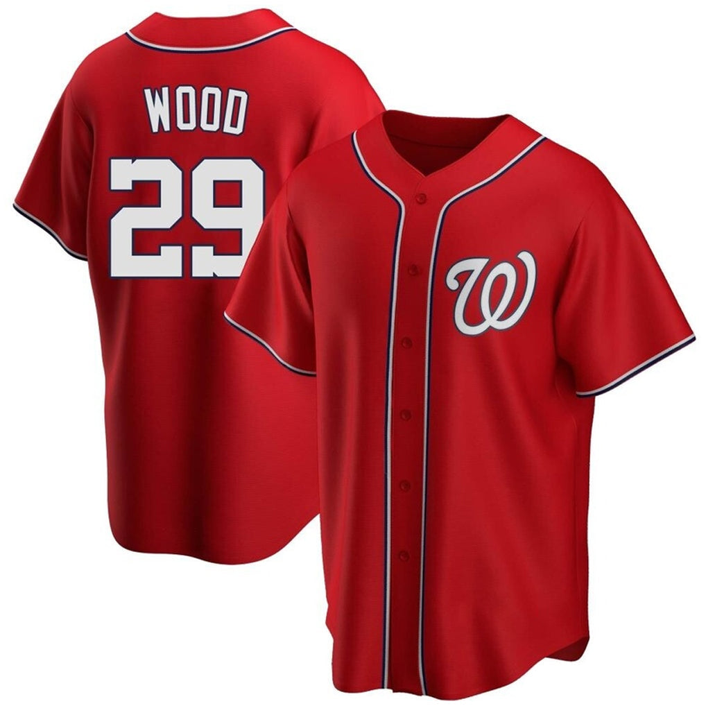 MATTH W.Nationals #29 James Wood Player Red Replica Alternate Stitched Jerseys