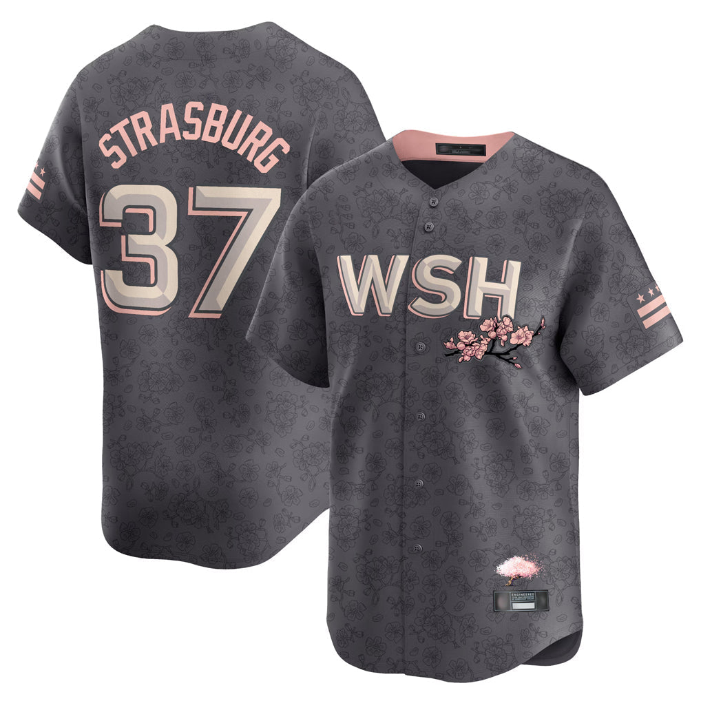 MATTH W.Nationals #37 Stephen Strasburg Player Gray City Connect Stitched Jerseys