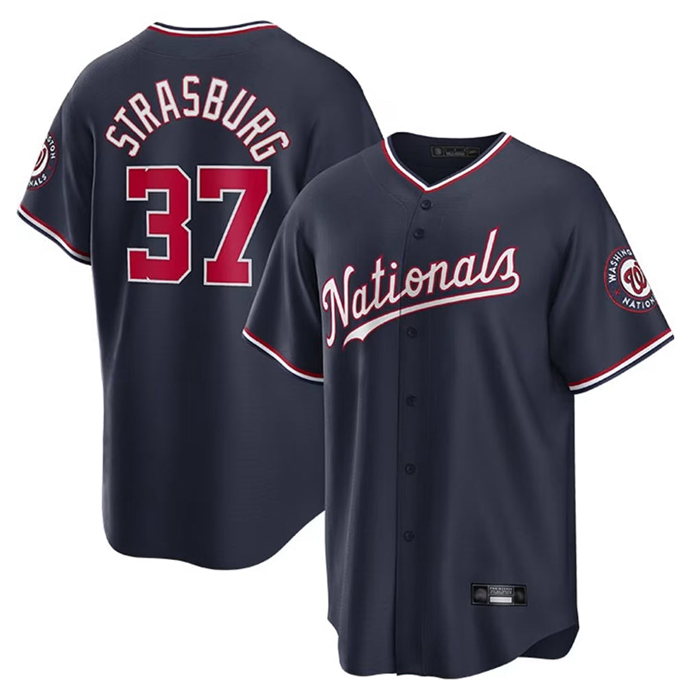 MATTH W.Nationals #37 Stephen Strasburg Player Navy Replica Stitched Jerseys
