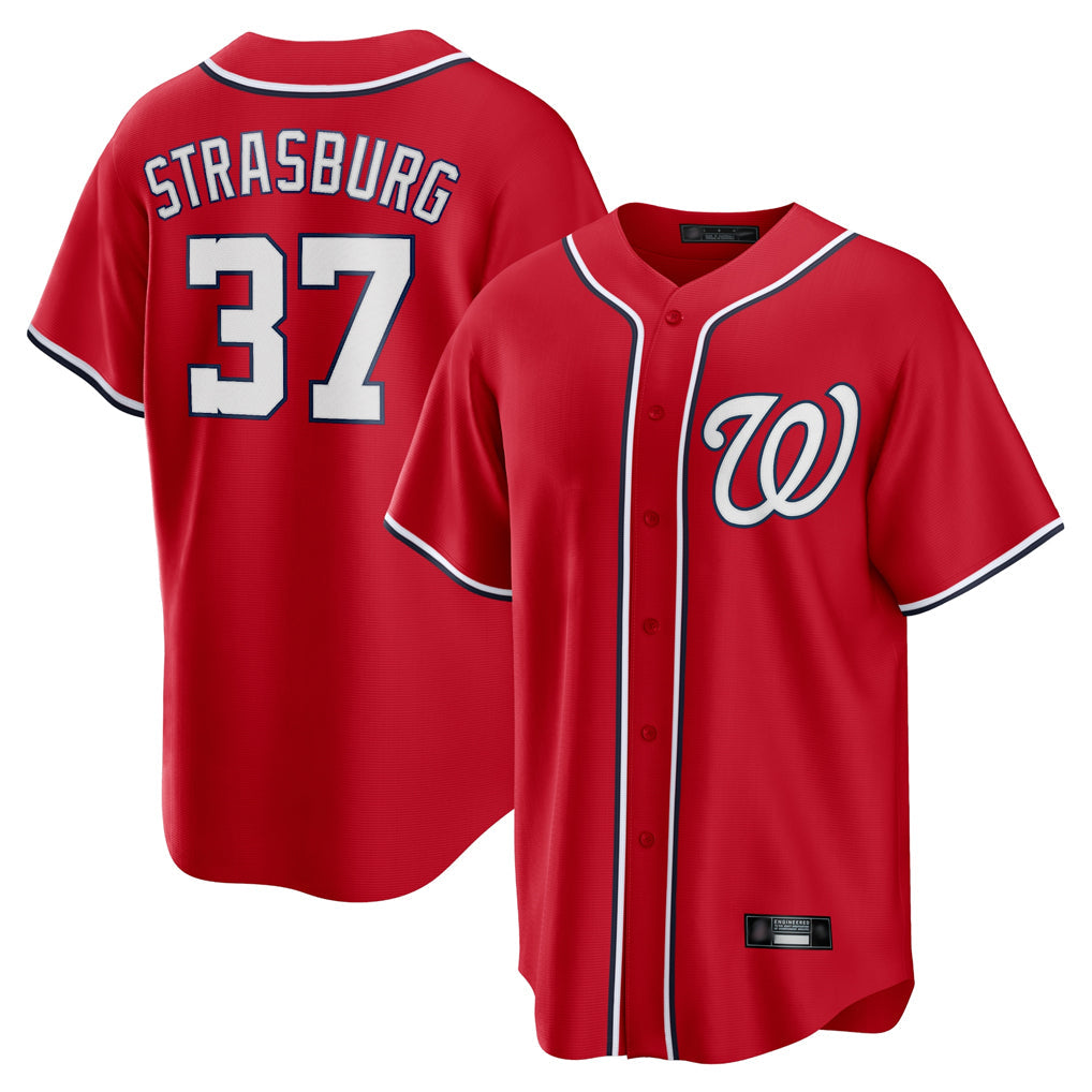 MATTH W.Nationals #37 Stephen Strasburg Player Red Alternate Replica Player Game Stitched Jerseys