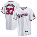 MATTH W.Nationals #37 Stephen Strasburg Player White Home Game Stitched Jerseys