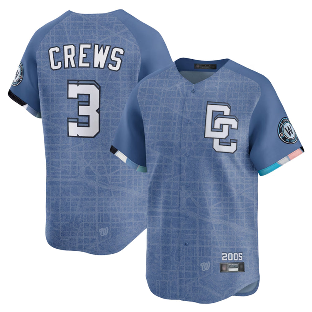 MATTH W.Nationals #3 Dylan Crews Player Blue Limited City Connect Stitched Jerseys