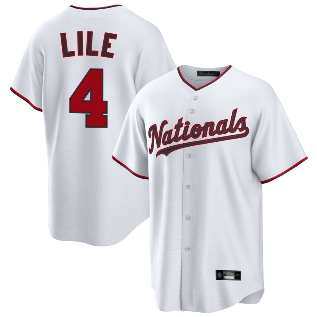 MATTH W.Nationals #4 Daylen Lile Player White Replica Game Stitched Jerseys