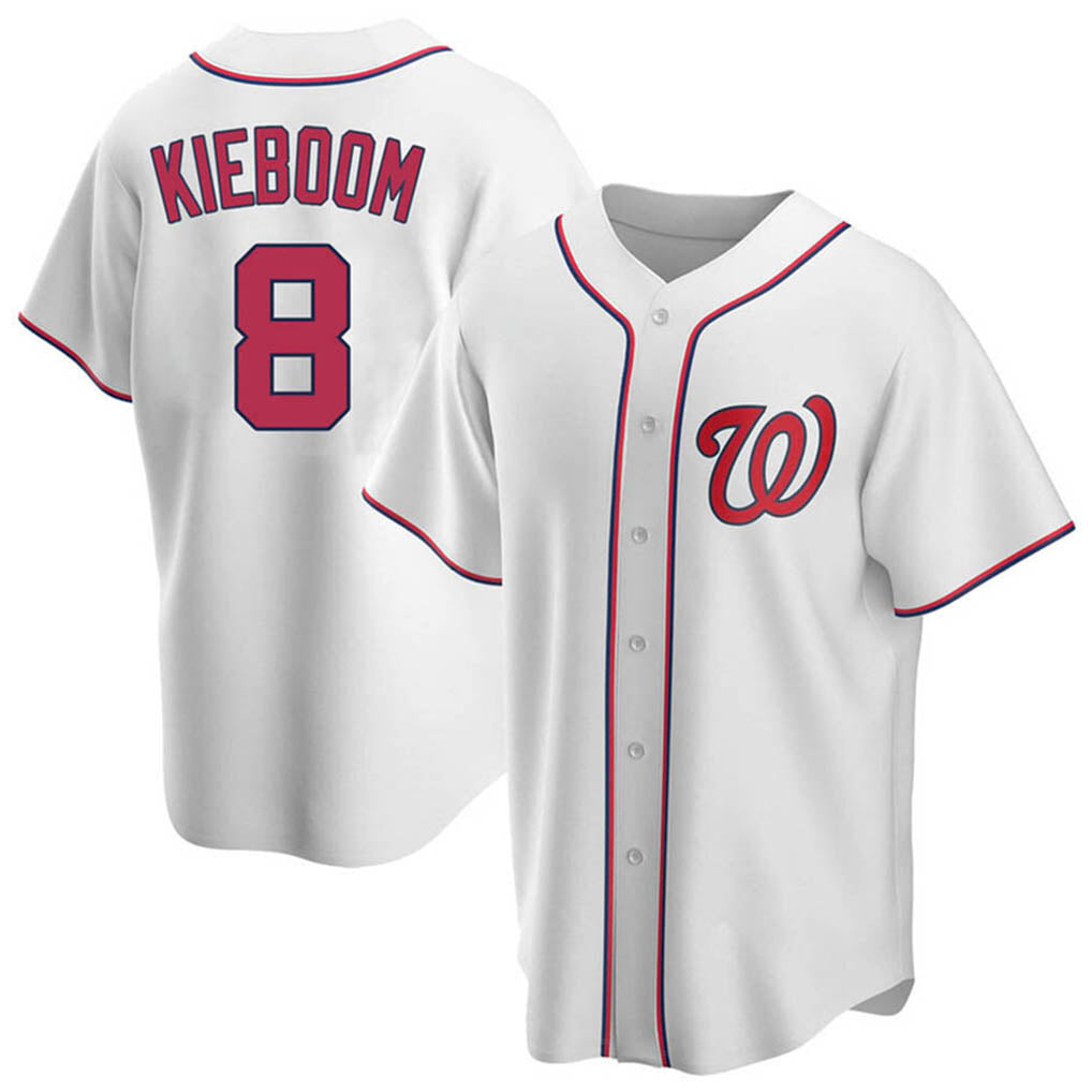 MATTH W.Nationals #8 Carter Kieboom Player White Home Replica Game Stitched Jerseys
