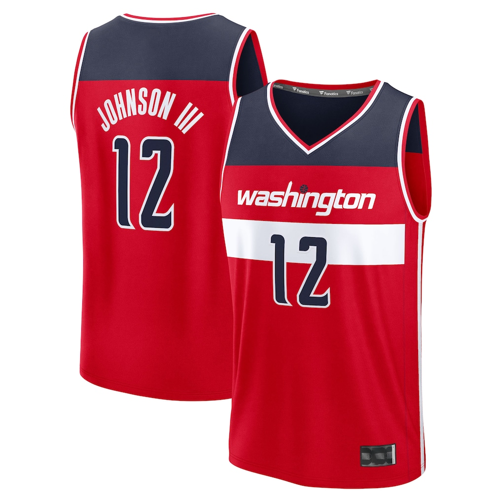 MATTH W.Wizards #12 Tre Johnson III Red 2025  Draft First Round Pick Fast Break Replica Jerseys - Icon Edition