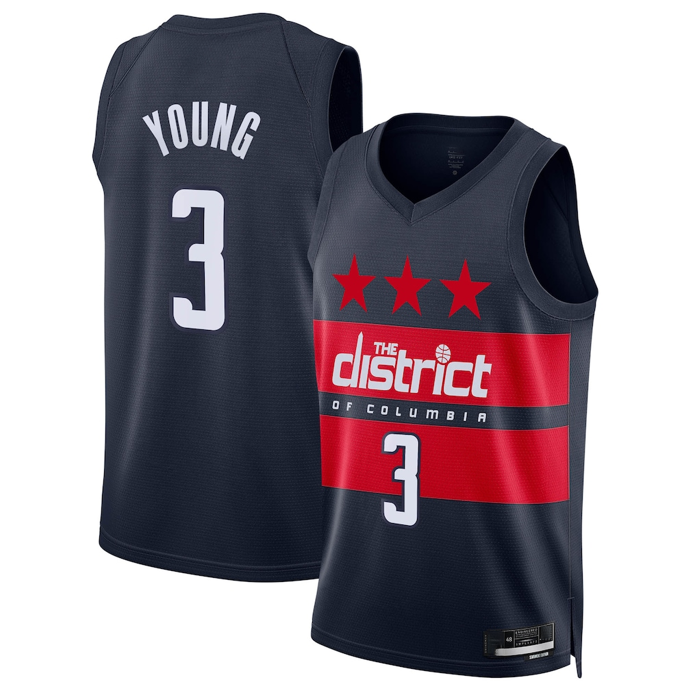 MATTH W.Wizards #3 Trae Young Navy Swingman Jerseys - Statement Edition