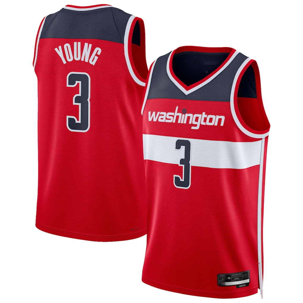 MATTH W.Wizards #3 Trae Young Red Swingman Jerseys - Icon Edition